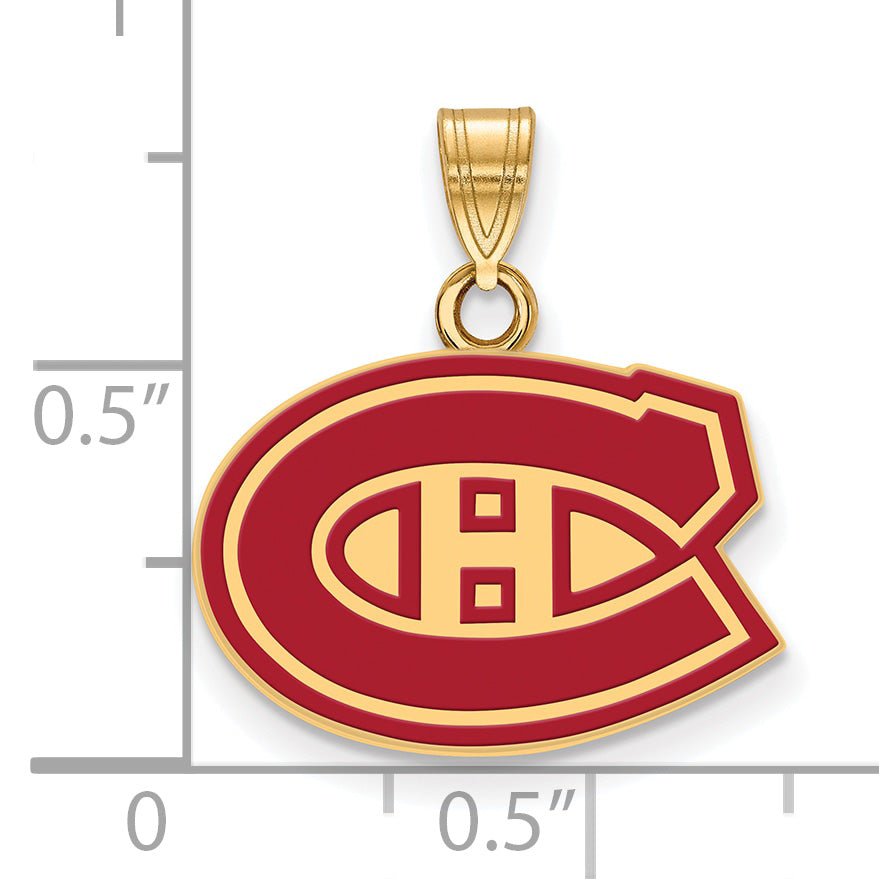Gold Plated Sterling Silver Nhl Logoart Montreal Canadiens Small Enameled Pendant