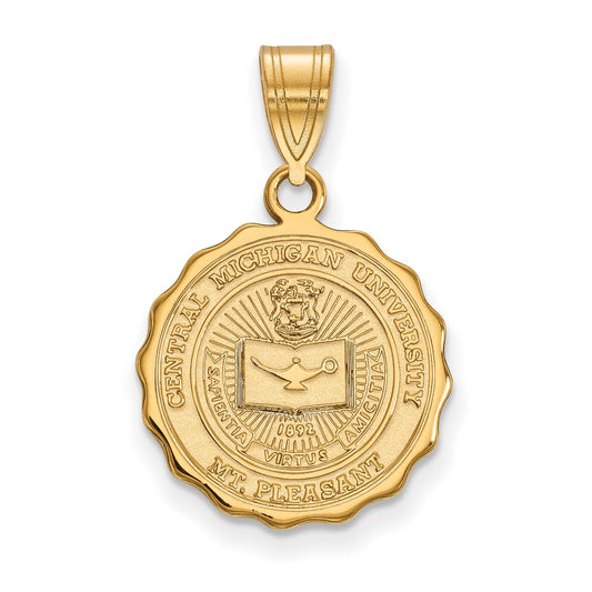 Gold Plated Sterling Silver Logoart Central Michigan University Medium Crest Pendant