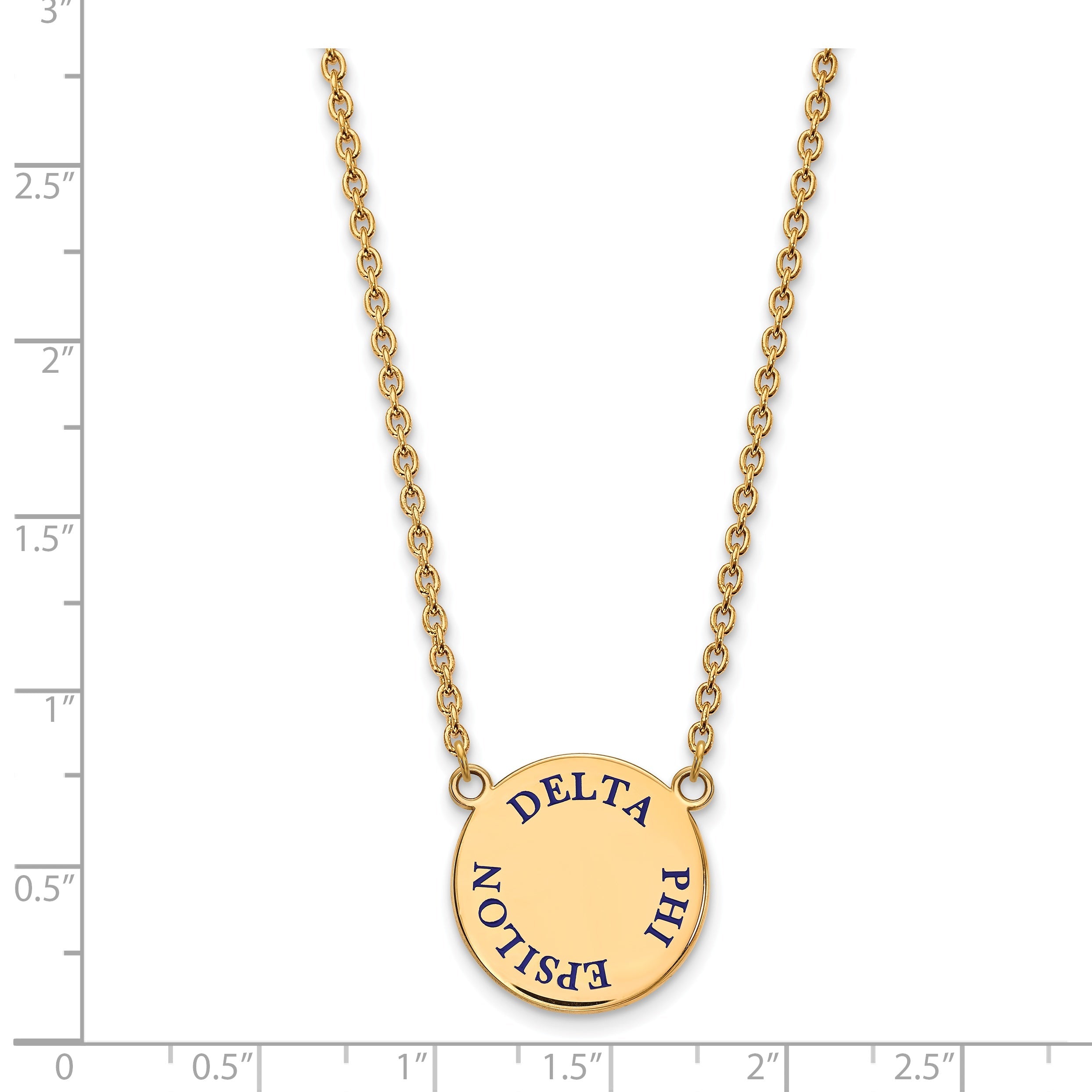 Gold Plated Sterling Silver Logoart Delta Phi Epsilon Sorority Text Large Color Enamel Pendant 18 Inch Necklace