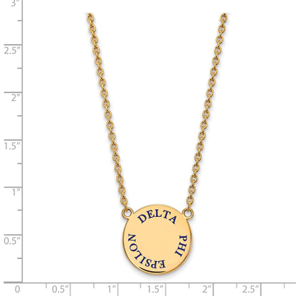 Gold Plated Sterling Silver Logoart Delta Phi Epsilon Sorority Text Large Color Enamel Pendant 18 Inch Necklace