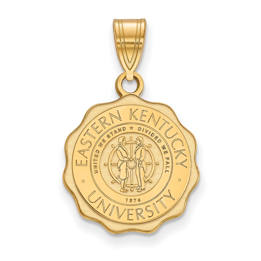 Gold Plated Sterling Silver Logoart Eastern Kentucky University Letter E Medium Crest Pendant