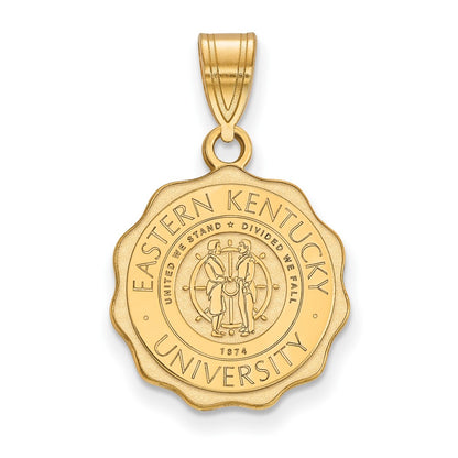 Gold Plated Sterling Silver Logoart Eastern Kentucky University Letter E Medium Crest Pendant