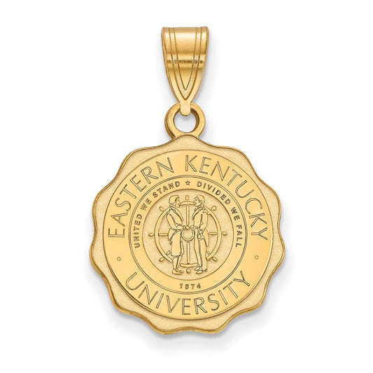 Gold Plated Sterling Silver Logoart Eastern Kentucky University Letter E Medium Crest Pendant