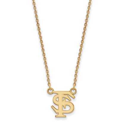 14K Yellow Gold Logoart Florida State University F S Small Pendant 18 Inch Necklace