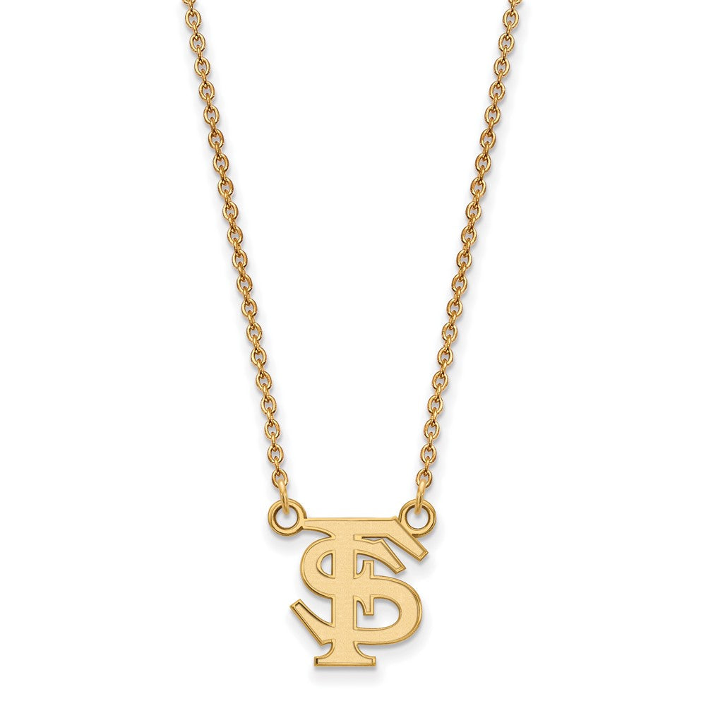 10K Yellow Gold Logoart Florida State University F S Small Pendant 18 Inch Necklace