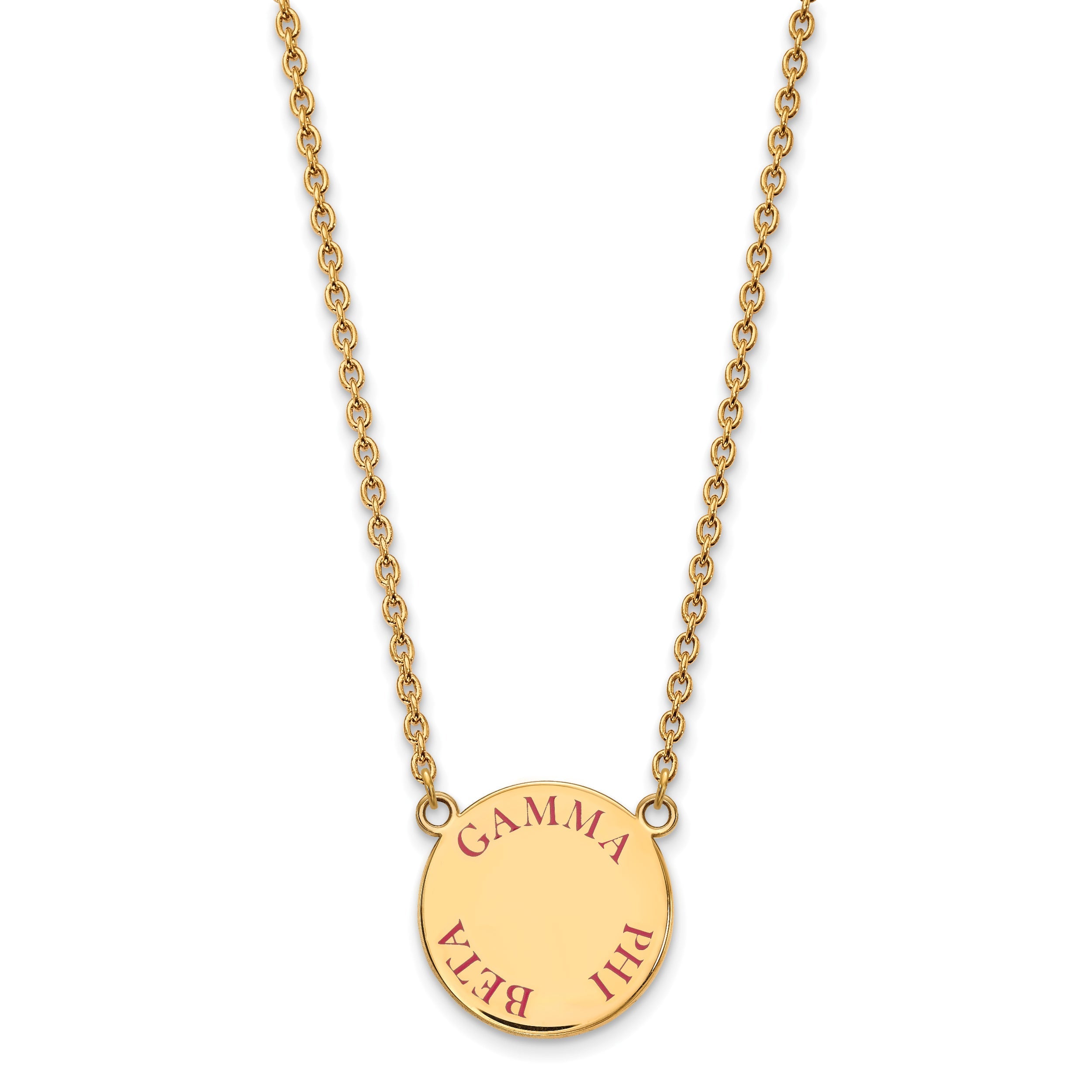Gold Plated Sterling Silver Logoart Gamma Phi Beta Sorority Text Large Color Enamel Pendant 18 Inch Necklace