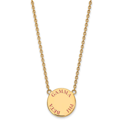 Gold Plated Sterling Silver Logoart Gamma Phi Beta Sorority Text Large Color Enamel Pendant 18 Inch Necklace