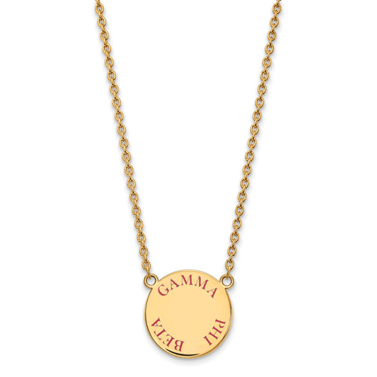 Gold Plated Sterling Silver Logoart Gamma Phi Beta Sorority Text Large Color Enamel Pendant 18 Inch Necklace