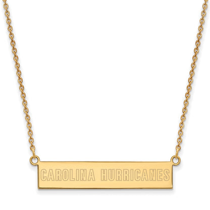 Gold Plated Sterling Silver Nhl Logoart Carolina Hurricanes Small Bar 18 Inch Necklace
