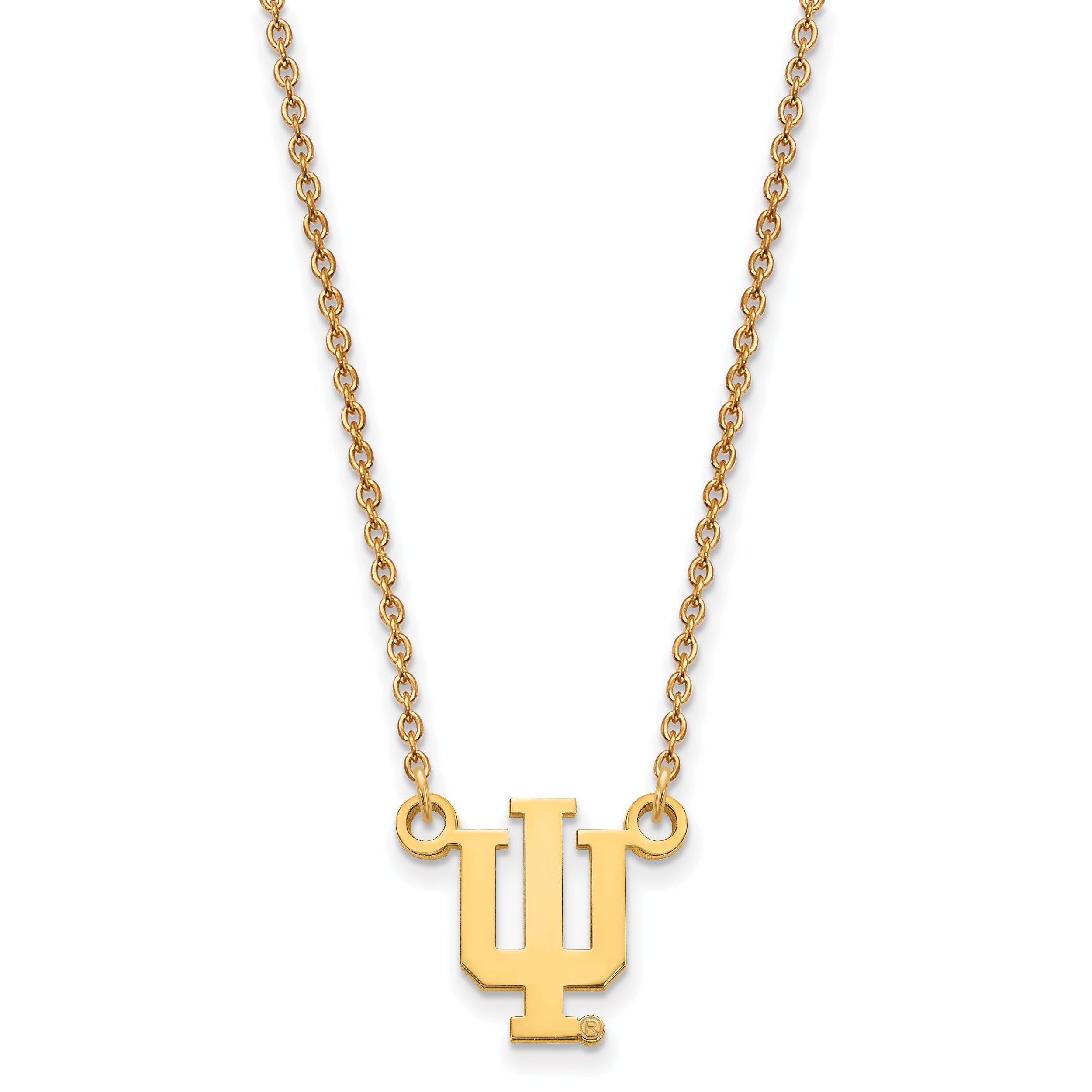 14K Yellow Gold Logoart Indiana University I U Small Pendant 18 Inch Necklace