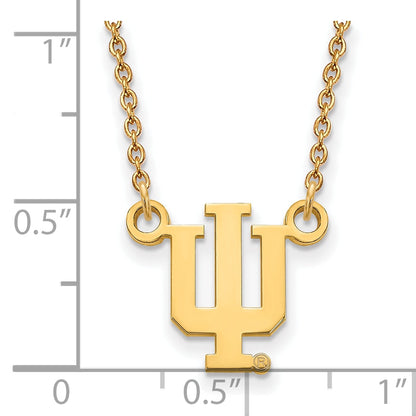 Gold Plated Sterling Silver Logoart Indiana University I U Small Pendant 18 Inch Necklace