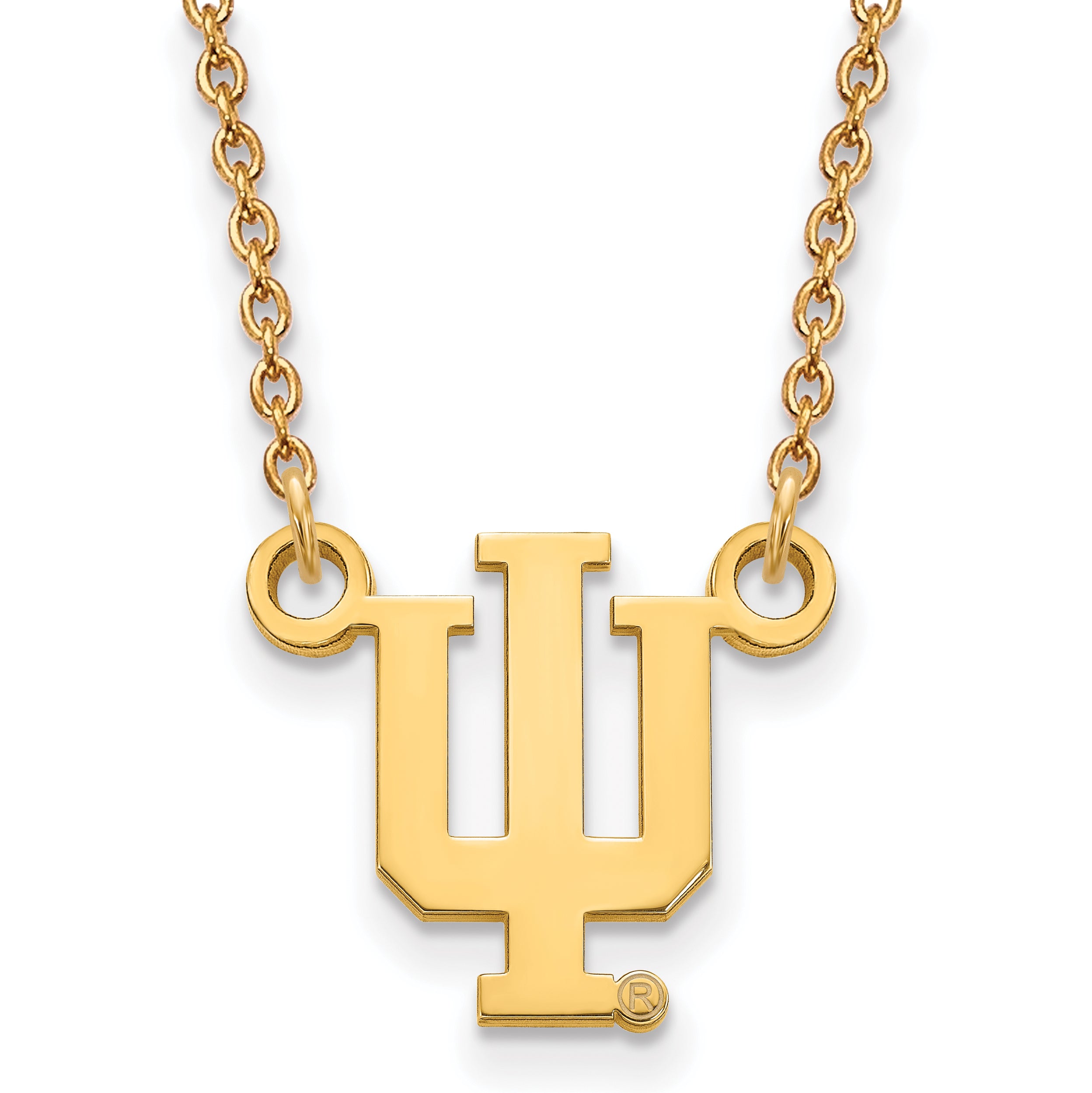 Gold Plated Sterling Silver Logoart Indiana University I U Small Pendant 18 Inch Necklace