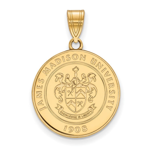 Gold Plated Sterling Silver Logoart James Madison University Large Crest Pendant