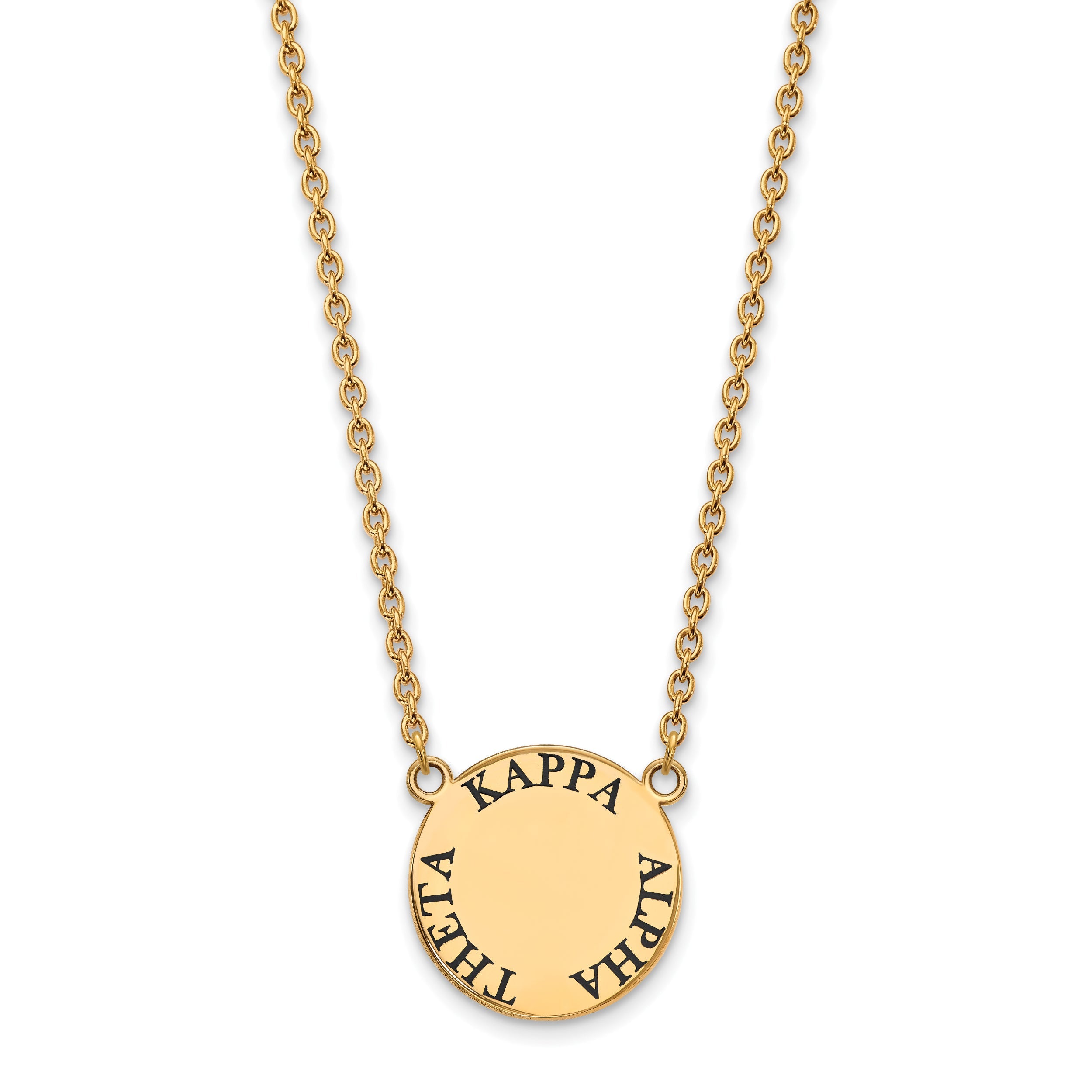 Gold Plated Sterling Silver Logoart Kappa Alpha Theta Sorority Text Large Color Enamel Pendant 18 Inch Necklace