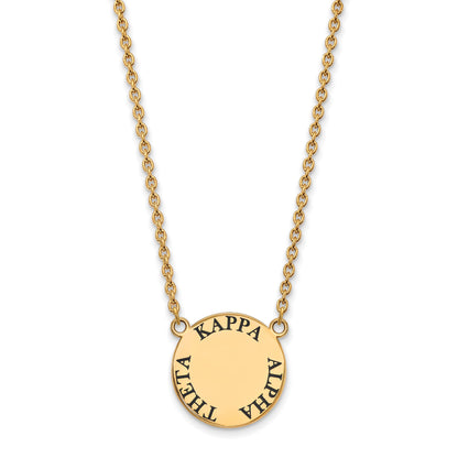 Gold Plated Sterling Silver Logoart Kappa Alpha Theta Sorority Text Large Color Enamel Pendant 18 Inch Necklace