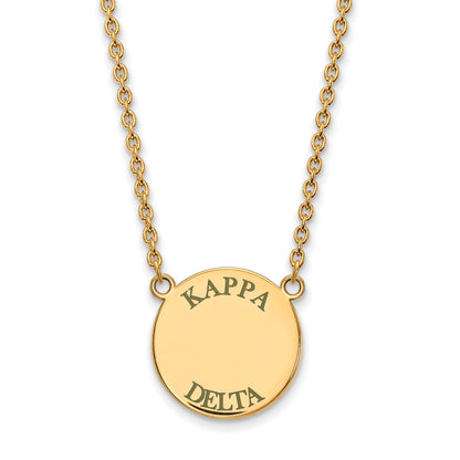 Gold Plated Sterling Silver Logoart Kappa Delta Sorority Text Large Color Enamel Pendant 18 Inch Necklace