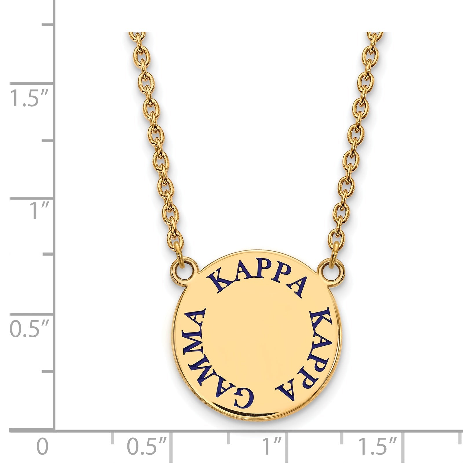 Gold Plated Sterling Silver Logoart Kappa Gamma Sorority Text Large Color Enamel Pendant 18 Inch Necklace