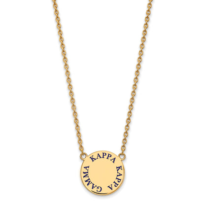 Gold Plated Sterling Silver Logoart Kappa Gamma Sorority Text Large Color Enamel Pendant 18 Inch Necklace