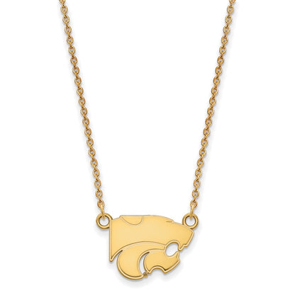 10K Yellow Gold Logoart Kansas State University Wildcat Small Pendant 18 Inch Necklace