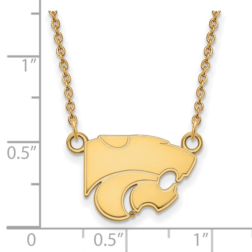 10K Yellow Gold Logoart Kansas State University Wildcat Small Pendant 18 Inch Necklace