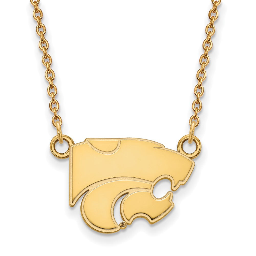 10K Yellow Gold Logoart Kansas State University Wildcat Small Pendant 18 Inch Necklace