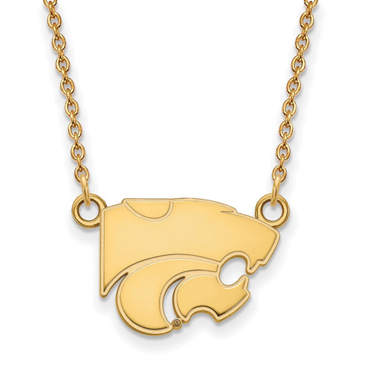 14K Yellow Gold Logoart Kansas State University Wildcat Small Pendant 18 Inch Necklace