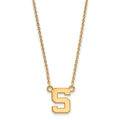 10K Yellow Gold Logoart Michigan State University Letter S Small Pendant 18 Inch Necklace