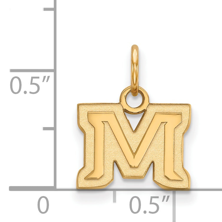 14K Yellow Gold Logoart Montana State University Letter M Extra Small Pendant