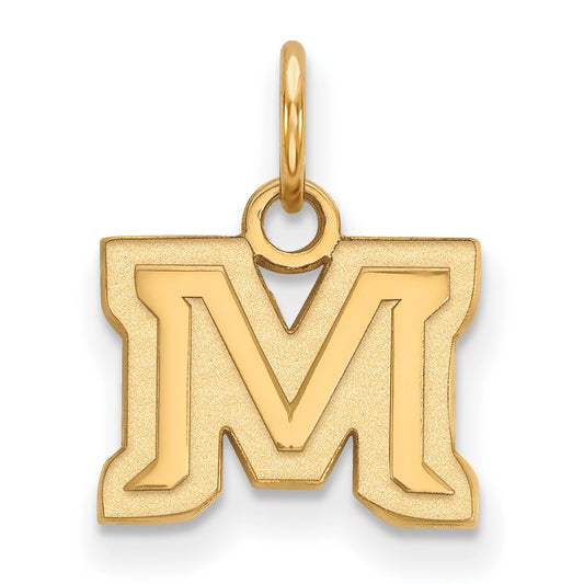 14K Yellow Gold Logoart Montana State University Letter M Extra Small Pendant