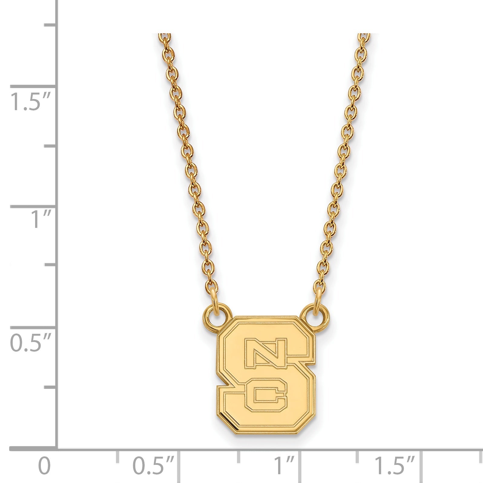 Gold Plated Sterling Silver Logoart North Carolina State University N C S Small Pendant 18 Inch Necklace