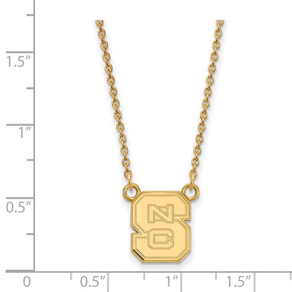 Gold Plated Sterling Silver Logoart North Carolina State University N C S Small Pendant 18 Inch Necklace