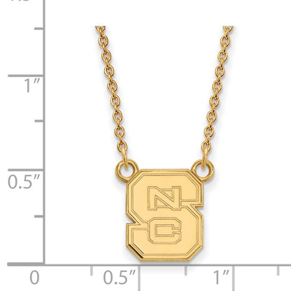 10K Yellow Gold Logoart North Carolina State University N C S Small Pendant 18 Inch Necklace
