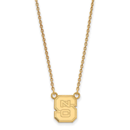 10K Yellow Gold Logoart North Carolina State University N C S Small Pendant 18 Inch Necklace