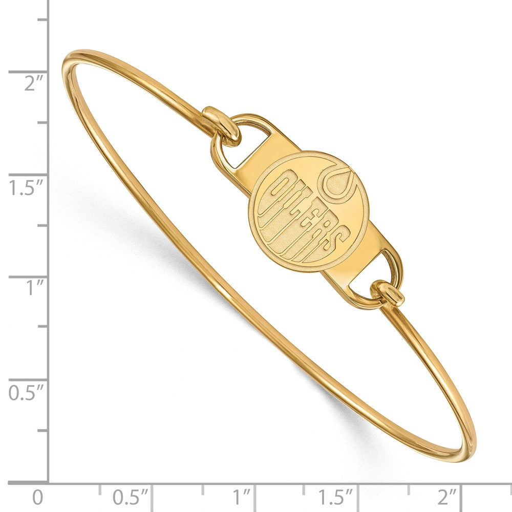Gold Plated Sterling Silver Nhl Logoart Edmonton Oilers Small Center 7 Inch Wire Bangle