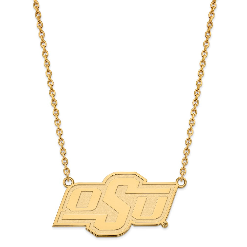 14K Yellow Gold Logoart Oklahoma State University O S U Large Pendant 18 Inch Necklace