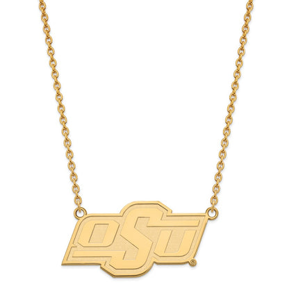 14K Yellow Gold Logoart Oklahoma State University O S U Large Pendant 18 Inch Necklace