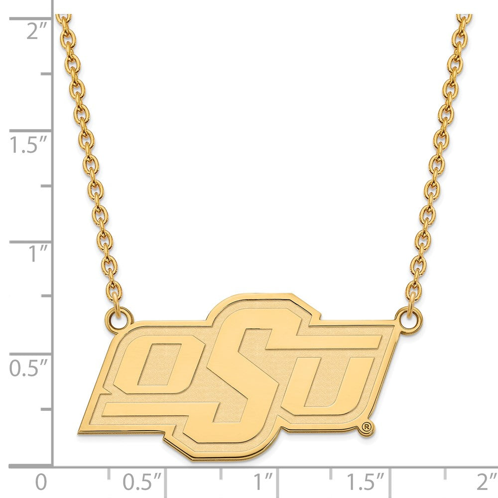 14K Yellow Gold Logoart Oklahoma State University O S U Large Pendant 18 Inch Necklace