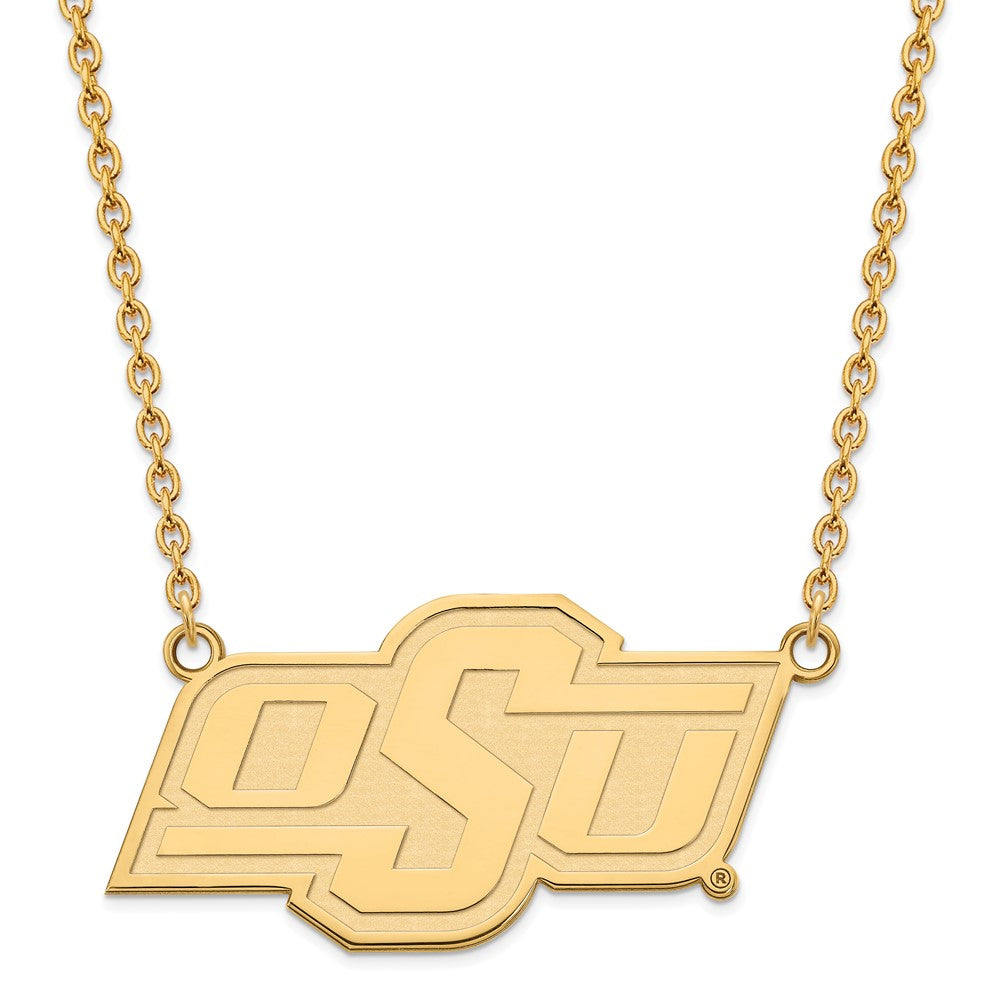 14K Yellow Gold Logoart Oklahoma State University O S U Large Pendant 18 Inch Necklace