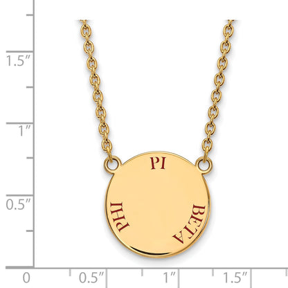 Gold Plated Sterling Silver Logoart Pi Beta Phi Sorority Text Large Color Enamel Pendant 18 Inch Necklace