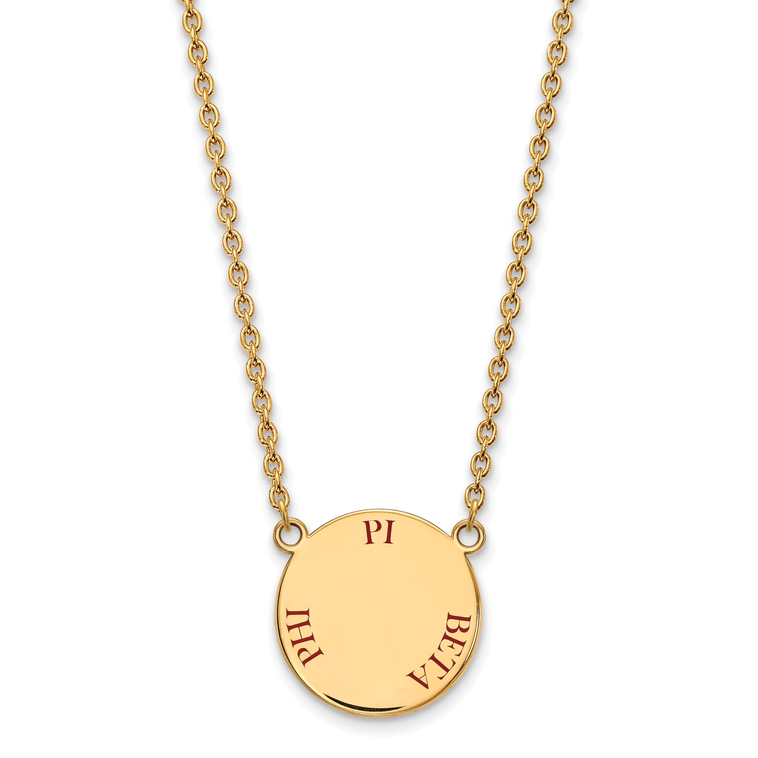 Gold Plated Sterling Silver Logoart Pi Beta Phi Sorority Text Large Color Enamel Pendant 18 Inch Necklace