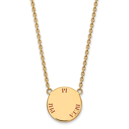 Gold Plated Sterling Silver Logoart Pi Beta Phi Sorority Text Large Color Enamel Pendant 18 Inch Necklace
