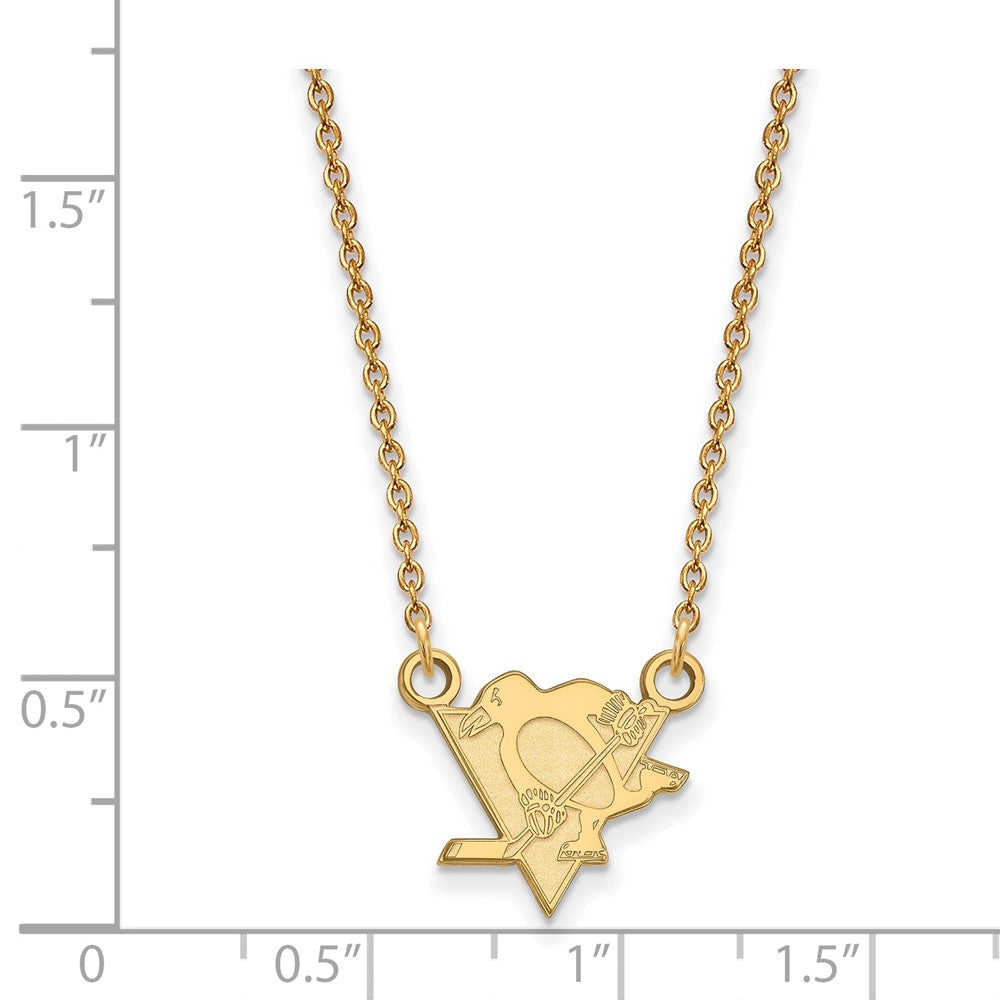 10K Yellow Gold Nhl Logoart Pittsburgh Penguins Small Pendant 18 Inch Necklace