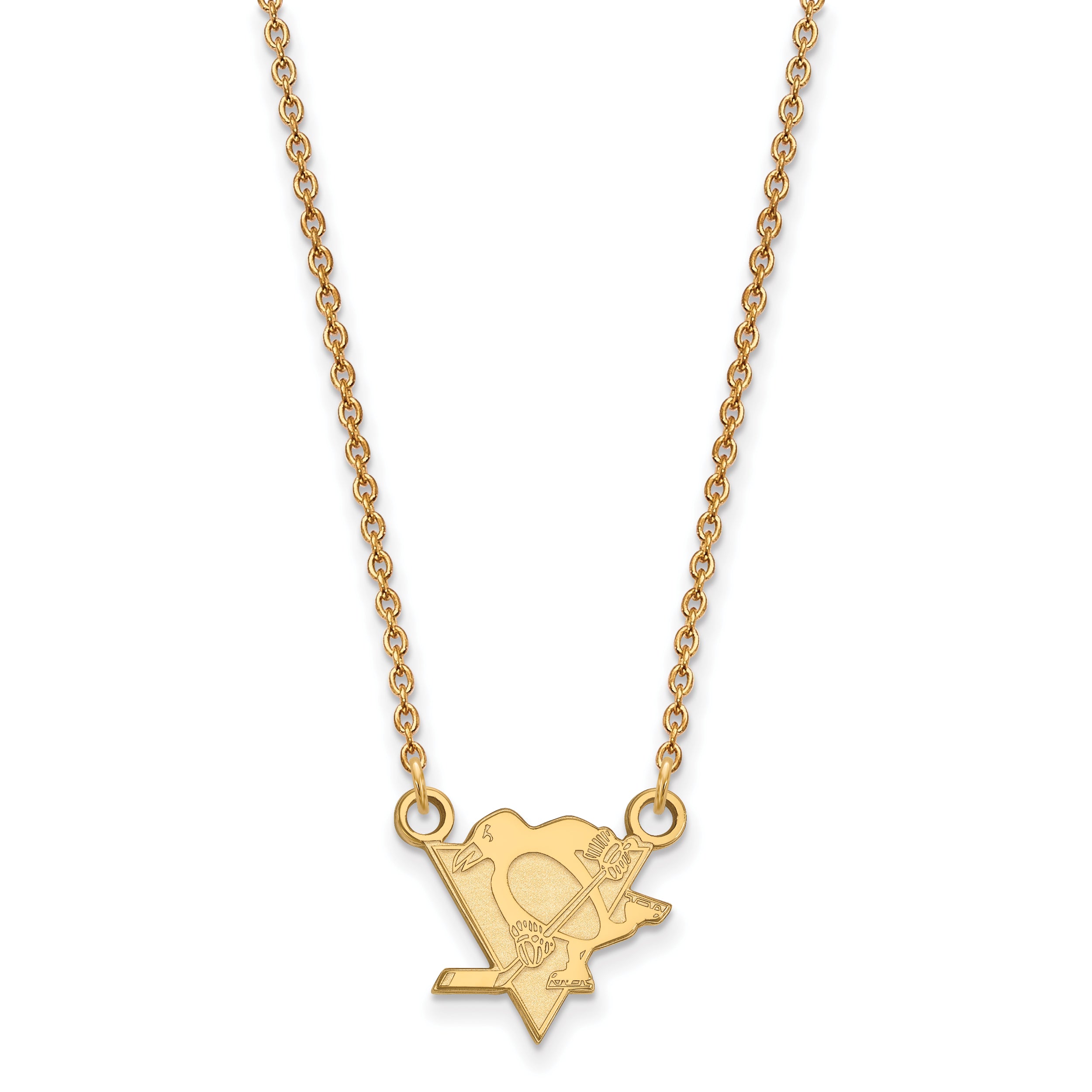 14K Yellow Gold Nhl Logoart Pittsburgh Penguins Small Pendant 18 Inch Necklace