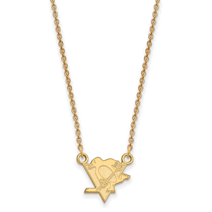 10K Yellow Gold Nhl Logoart Pittsburgh Penguins Small Pendant 18 Inch Necklace