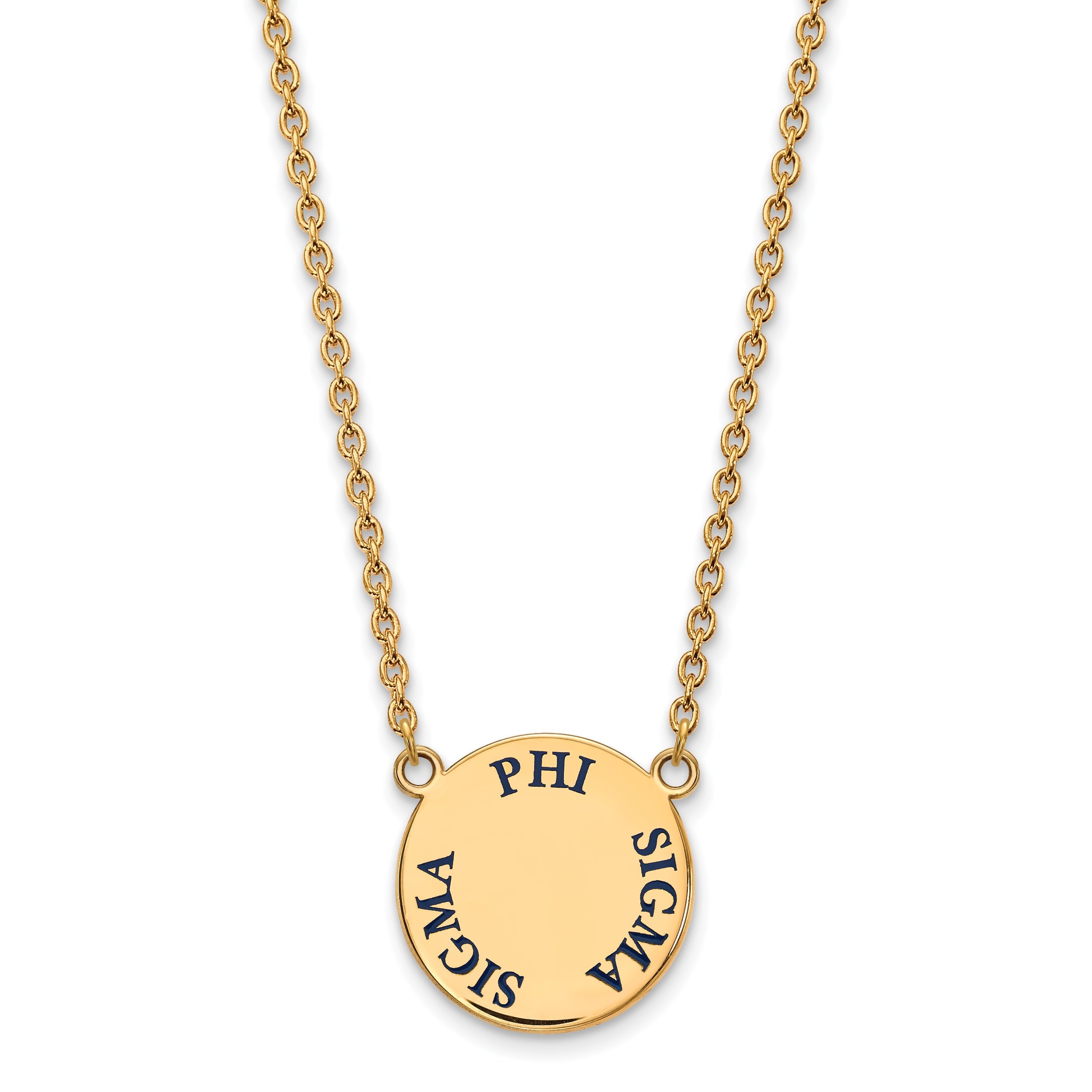 Gold Plated Sterling Silver Logoart Phi Sigma Sorority Text Large Color Enamel Pendant 18 Inch Necklace