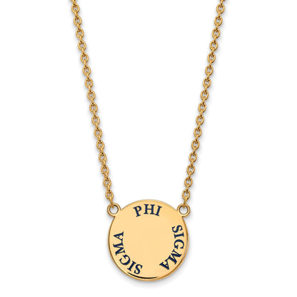 Gold Plated Sterling Silver Logoart Phi Sigma Sorority Text Large Color Enamel Pendant 18 Inch Necklace