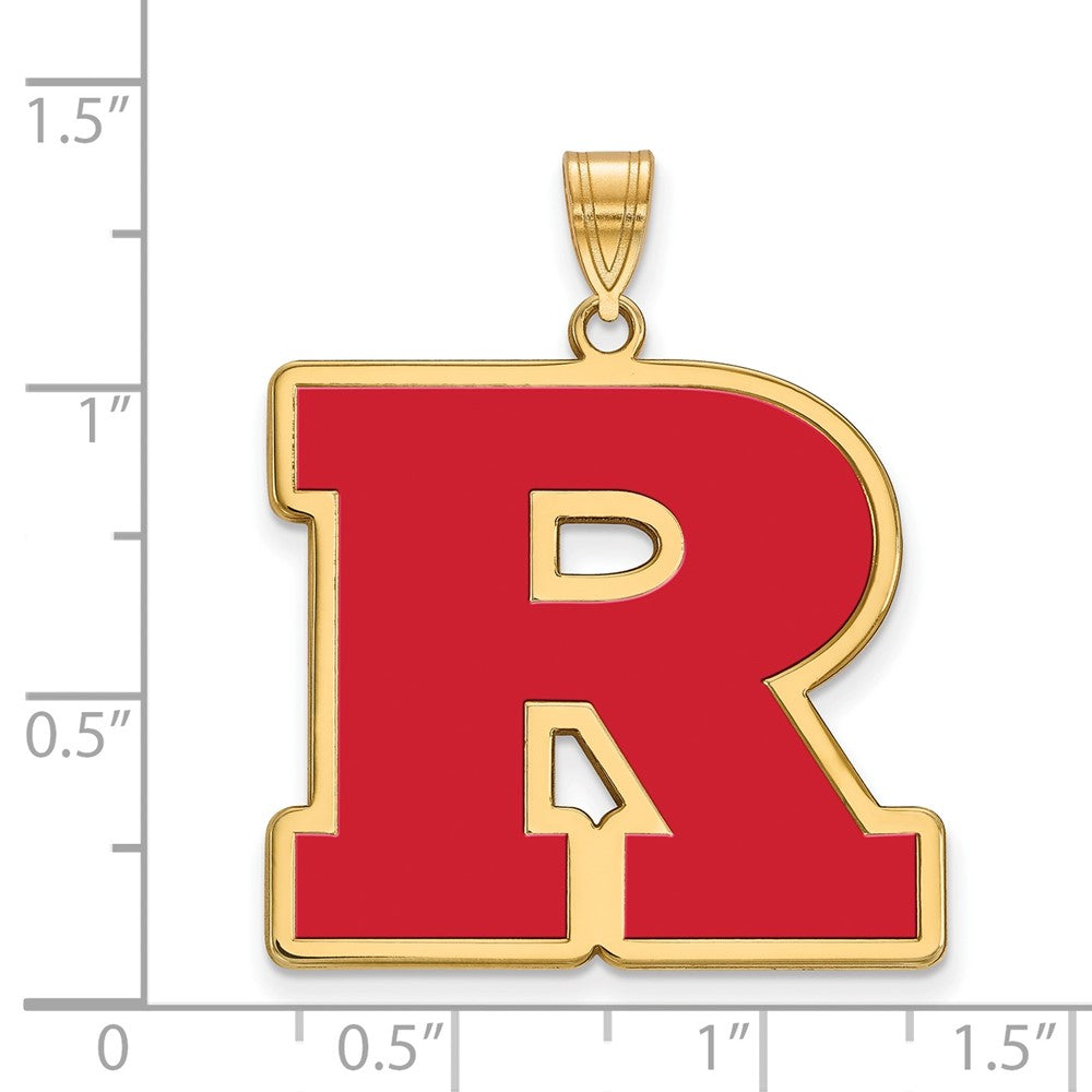 Gold Plated Sterling Silver Logoart Rutgers University Letter R Extra Large Enameled Pendant