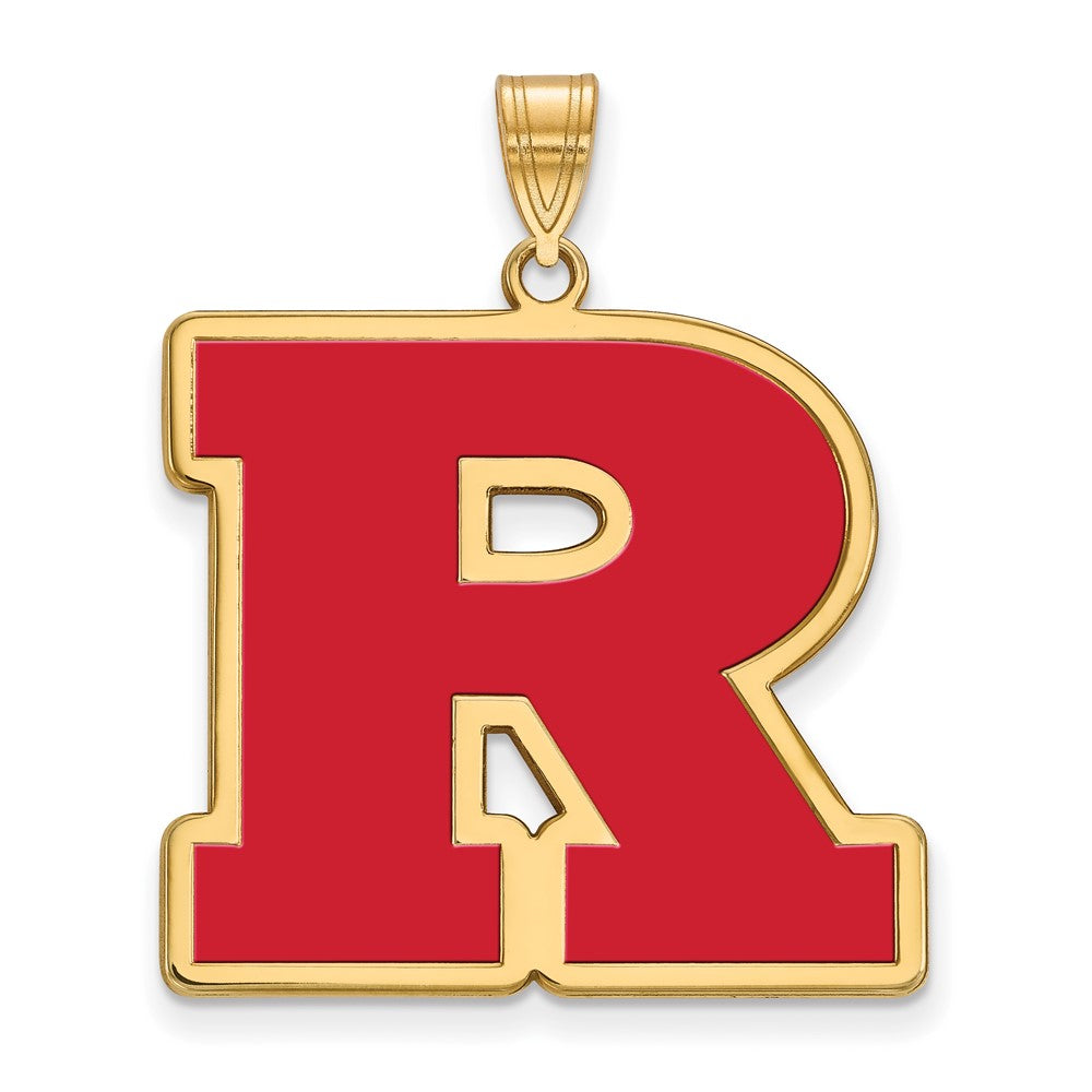 Gold Plated Sterling Silver Logoart Rutgers University Letter R Extra Large Enameled Pendant