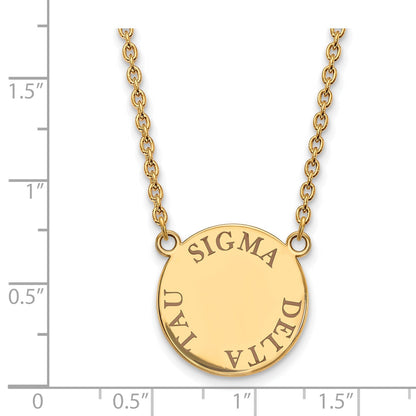 Gold Plated Sterling Silver Logoart Sigma Delta Tau Sorority Text Large Color Enamel Pendant 18 Inch Necklace