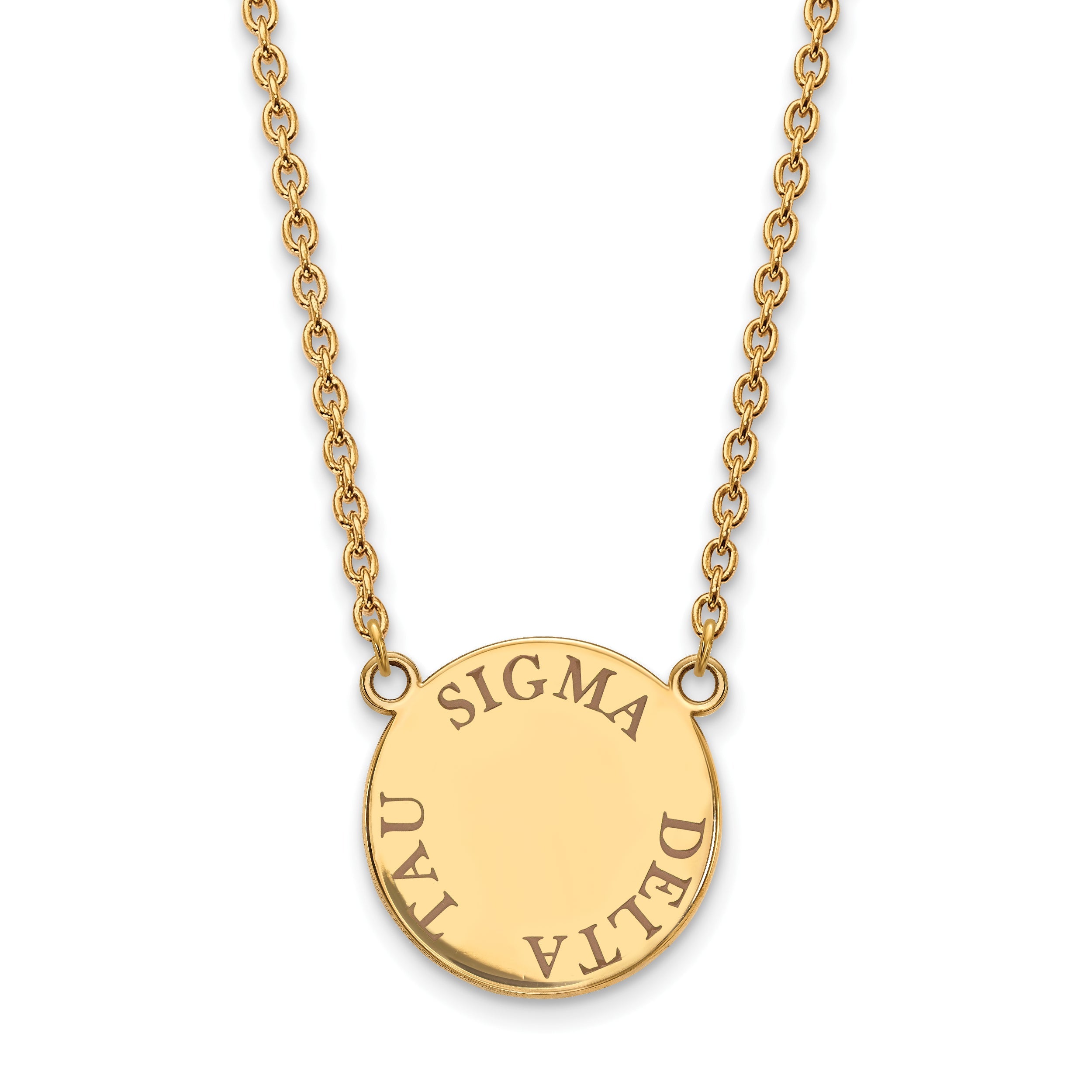 Gold Plated Sterling Silver Logoart Sigma Delta Tau Sorority Text Large Color Enamel Pendant 18 Inch Necklace